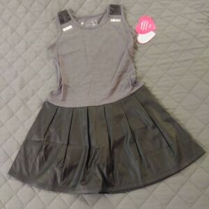 Gray and Black Pleather Sleeveless Dress